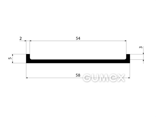 "C" Gummiprofil, 58x5/3/54mm, 70°ShA, EPDM, -40°C/+100°C, schwarz, 